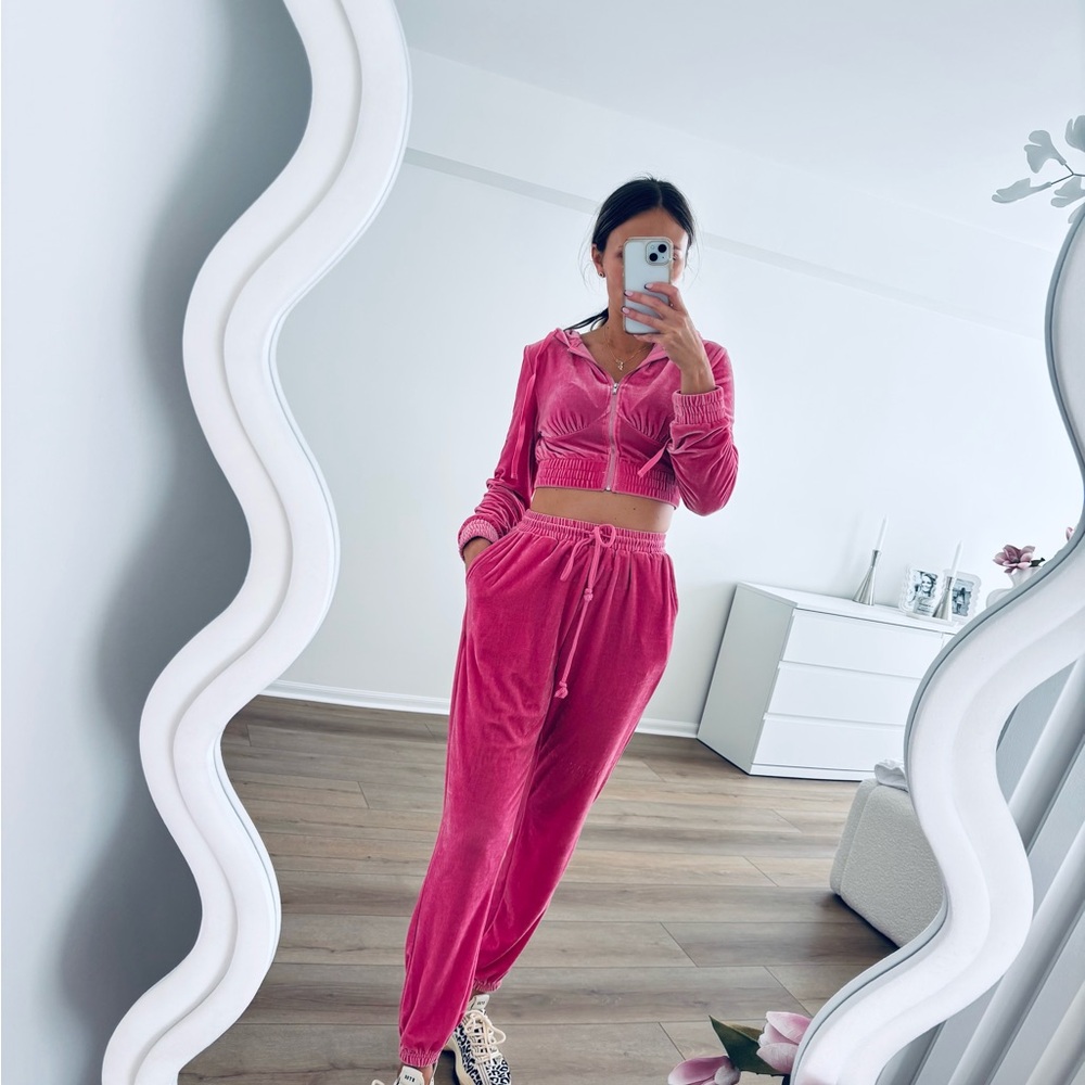 SHEIN Pink Velour Hoodie and Joggers size XS
